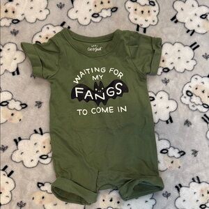 Cat & Jack Green Bodysuit Playful Fangs Design